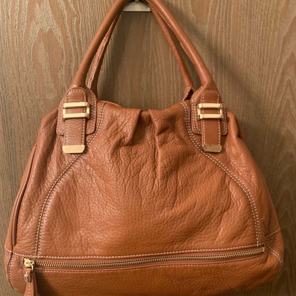 Liz Claiborne Brown Leather Satchel Shoulder Bag